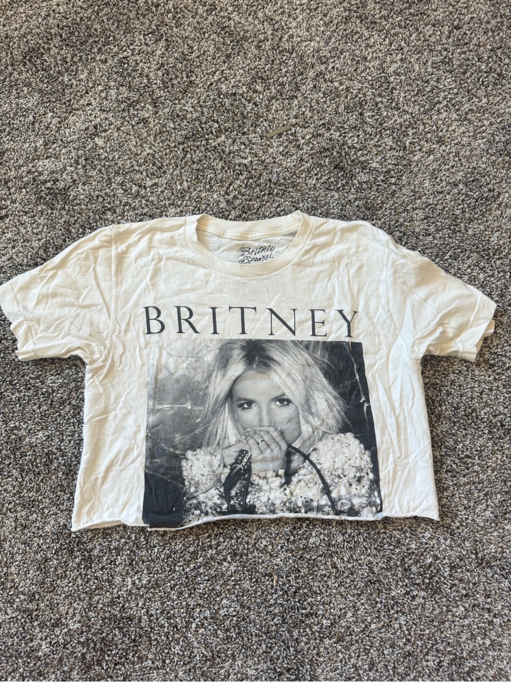 Girls White Graphic Cropped Tee - Britney Design